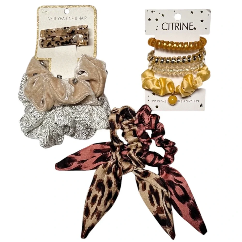 Nordstrom Hair Accessories Bundle Of 3 Scrunchies, Hair Ties, & Clips
